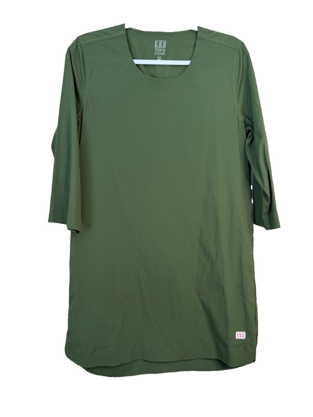 Topo Designs Women's Olive Global Pullover Tunic Dress Size M Pockets N5
